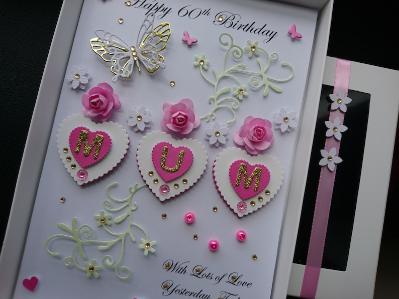 Mothers Day Gift Box 3D Personalised Handmade Card Birthday