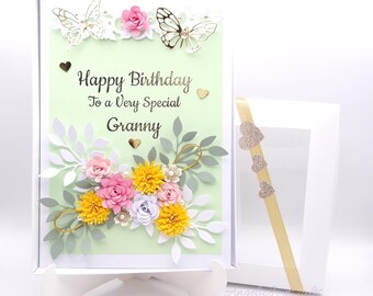 Personalised Luxury Handmade 3D Birthday Card with Gift Box for Mother, Sister, Wife