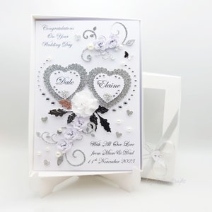 Biglietto di nozze 3D personalizzato fatto a mano / biglietto di anniversario / biglietto di fidanzamento con SCATOLA REGALO