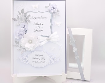 Personalised Luxury Handmade Wedding Card with GIFT BOX