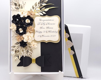 Handmade Personalised 3D Husband - Son - Dad - Friend - Elegant Luxury Birthday Card with GIFT BOX