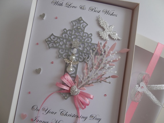 Handmade Personalised Wedding Day Anniversary Birthday Christening Card GIFT BOX
