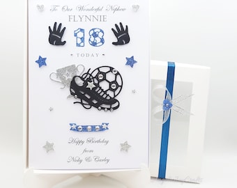 Handmade Personalised Football Son Brother Dad Husband Grandson Birthday Card GIFT BOX