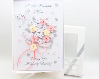 Personalised Luxury Handmade 3D Birthday / Mothers Day Card with GIFT BOX