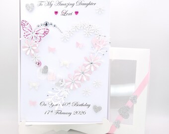 Handmade Personalised 3D Birthday Card / Mothers Day with GIFT BOX