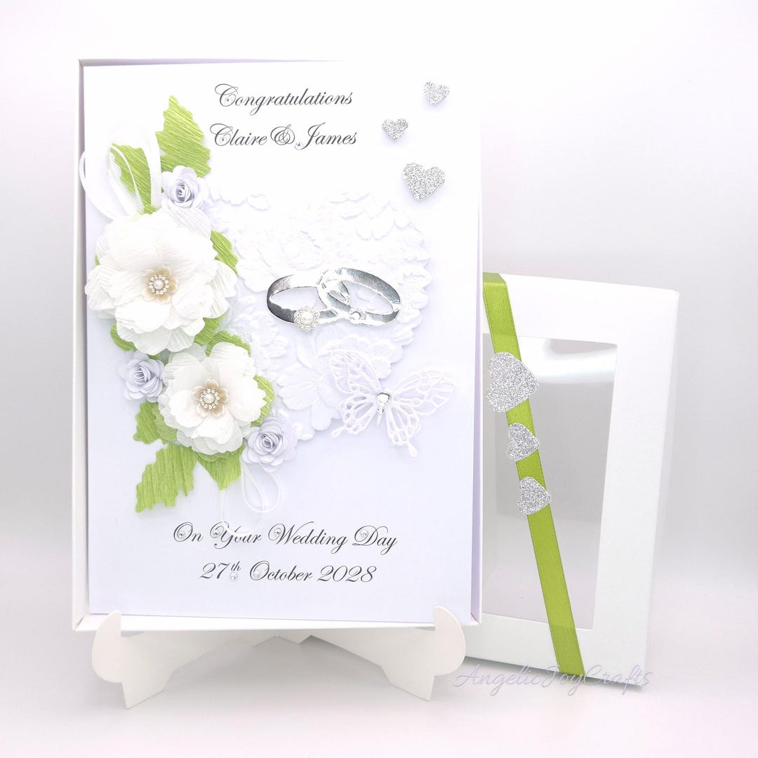 Personalised Handmade Wedding Card | 3D Folded With GIFT BOX ...
