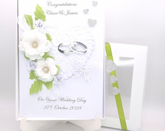 Personalised Handmade Wedding Card | 3D Folded with GIFT BOX | Anniversary | Engagement
