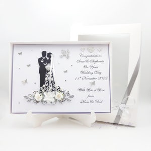 Biglietto di nozze 3D personalizzato fatto a mano / biglietto di anniversario / biglietto di fidanzamento con SCATOLA REGALO