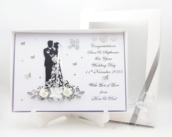 Handmade Personalised 3D Wedding Card / Anniversary / Engagement Card with GIFT BOX