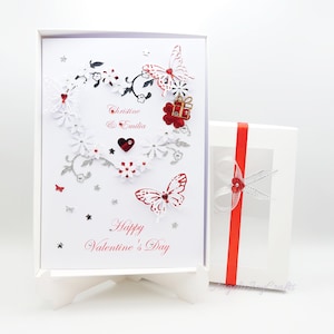 Tarjeta personalizada de lujo hecha a mano para cumpleaños/San Valentín/Día de la Madre con CAJA DE REGALO