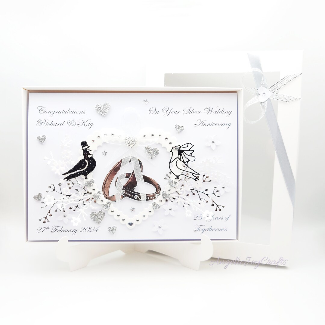 Handmade Personalised 3D Anniversary / Silver / Wedding Card With GIFT ...