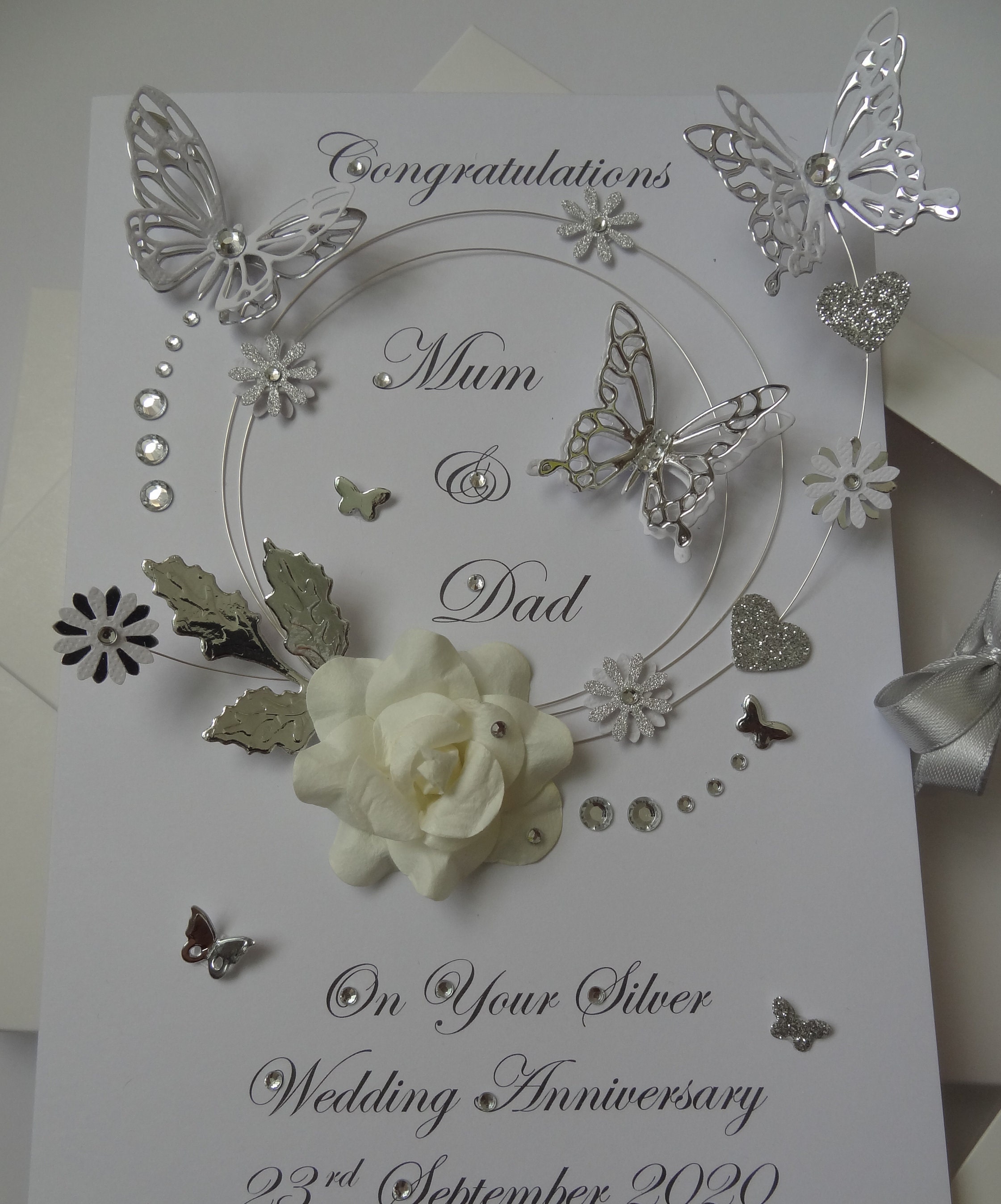 Handmade Personalised 25 Silver Anniversary Wedding Day Card - Etsy