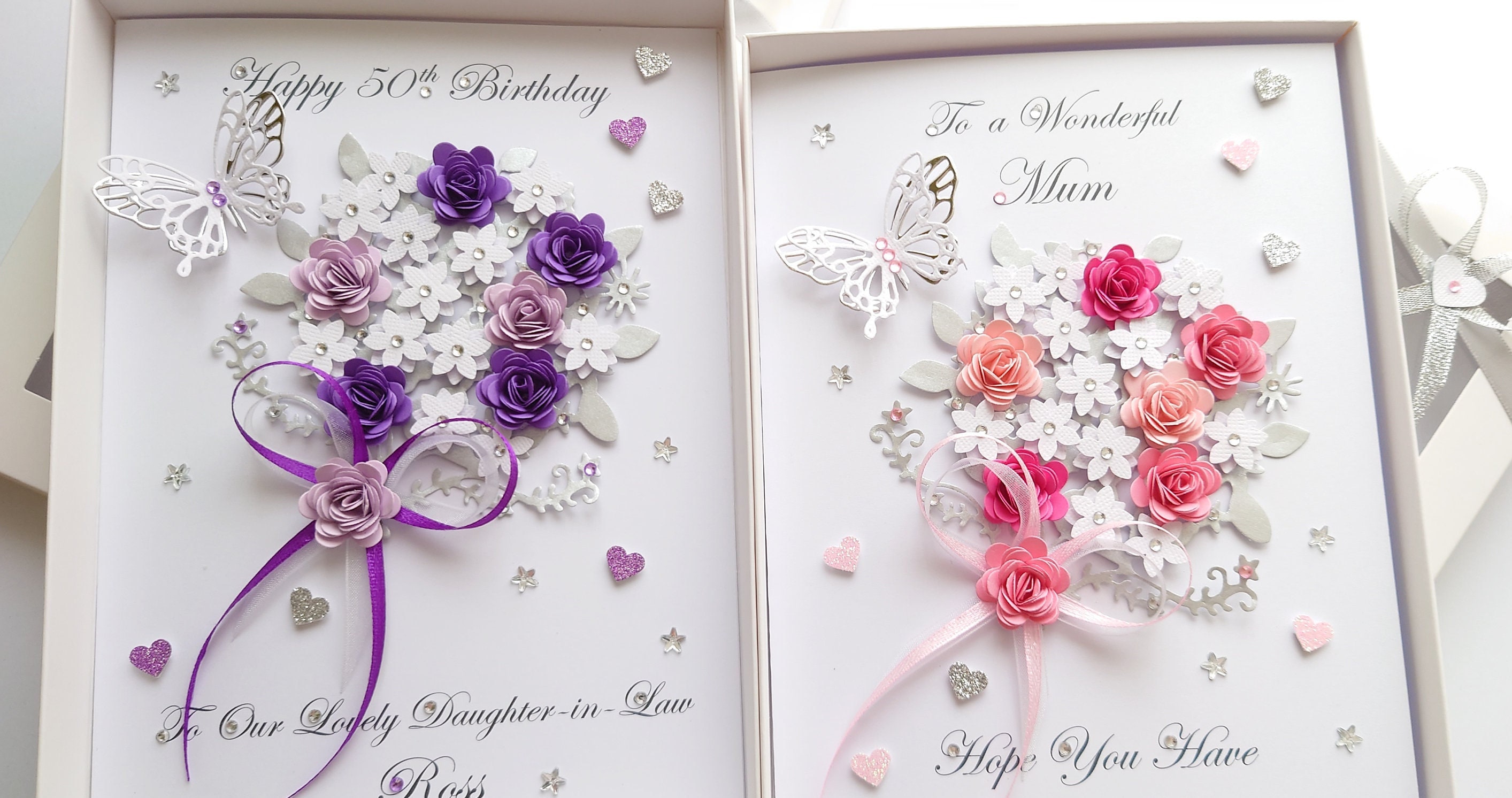 Personalised Luxury Handmade Birthday / Mother Day Card With GIFT BOX ...