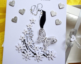 Handmade Personalised Wedding Card / Anniversary / Engagement Card with GIFT BOX