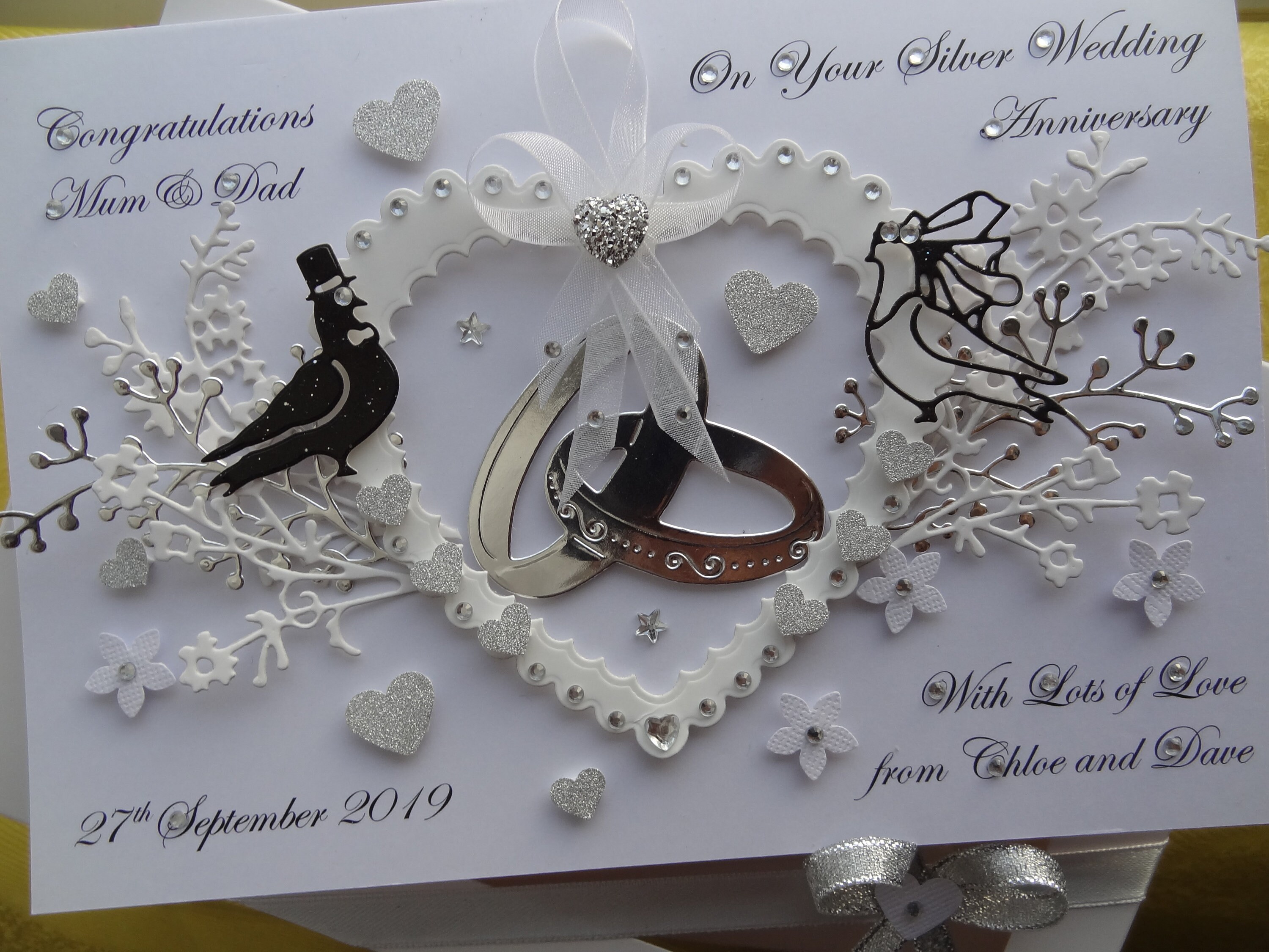 Handmade Personalised 3D Anniversary / Silver / Wedding Card With GIFT ...