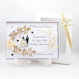 Personalisierte handgemachte PERLE 30. Jahrestag / Hochzeitskarte mit GESCHENKBOX