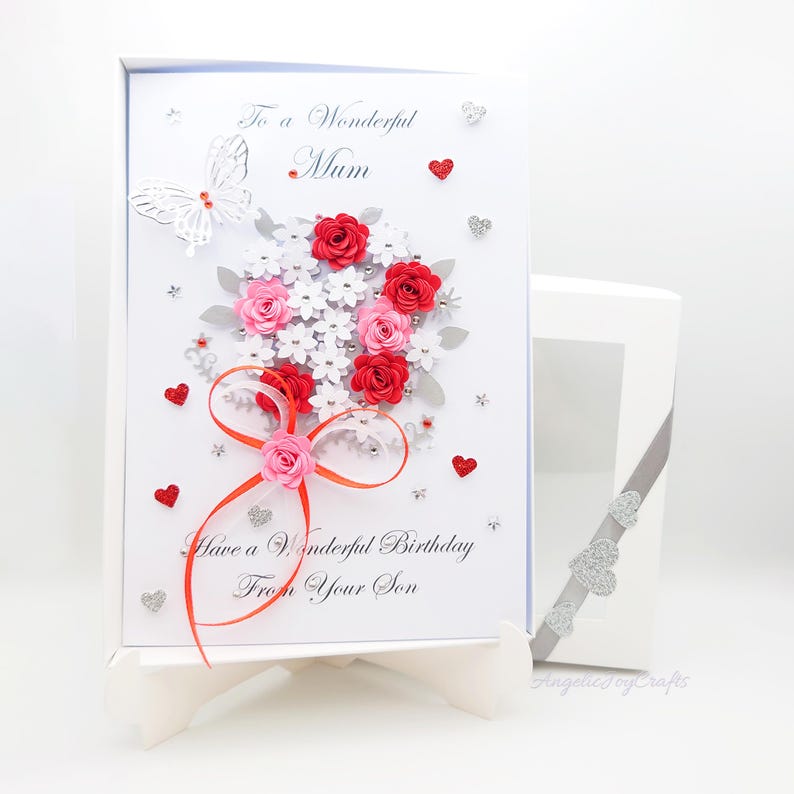 Personalised Luxury Handmade Birthday / Mother Day Card With GIFT BOX ...