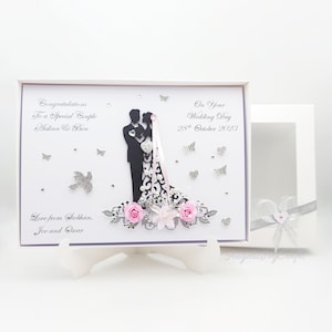 Handmade Personalised 3D Wedding Card / Anniversary / Engagement Card with GIFT BOX