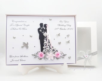 Handmade Personalised 3D Wedding Card / Anniversary / Engagement Card with GIFT BOX