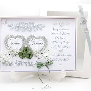 Biglietto di nozze di lusso personalizzato multicolore fatto a mano / biglietto di anniversario / biglietto di fidanzamento con SCATOLA REGALO