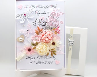 Personalised Luxury Handmade Birthday / Mother Day Card with GIFT BOX