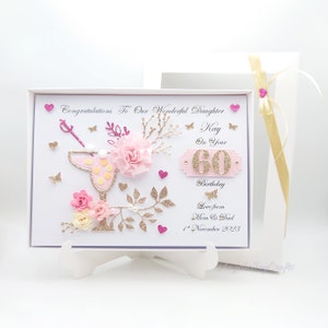 Handgemaakte 3D gepersonaliseerde verjaardag 21-105 jaar Moederdag dochter zus kaart met geschenkdoos