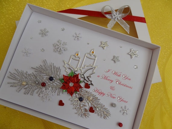 Handmade Personalised Christmas Card 3D Gift Box