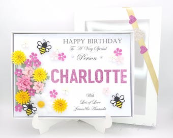 3D Birthday Card with Summer Flowers, Handmade Luxury for Daughter, Mother, Wife, Any Age