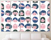 Abstract Faces Modern Artwork, Abstract Faces Painting, Family Modern Art Print, Faces Wall Art, Abstract Wall Art, Seamless Family Canvas