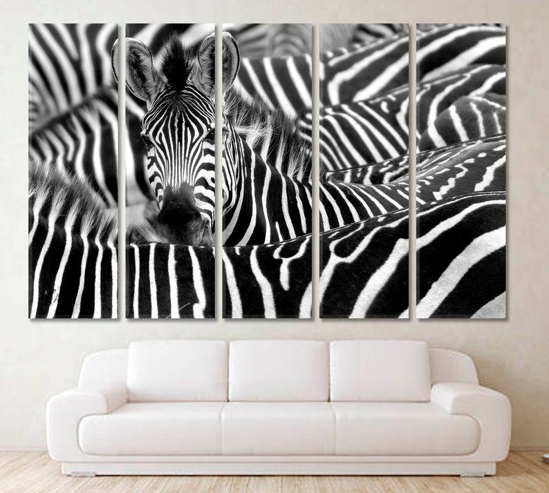 Zebra Wall Decor Art Canvas Print Poster Panels