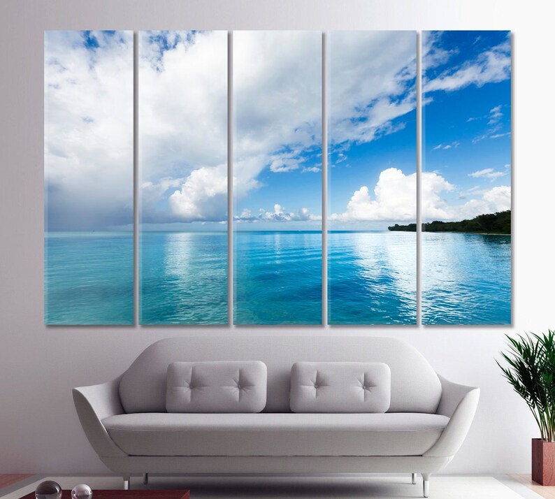 Sea Wall Art Ocean Decor Home Wave Picture Beach Artwork View Tropical Island