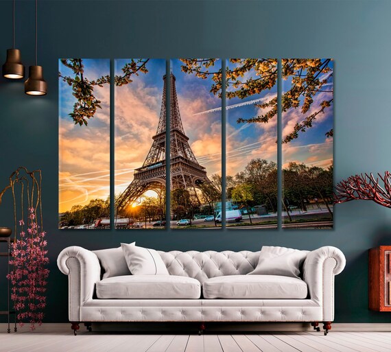 Home Decor Aerial of Paris with Eiffel TowerCanvas Wall Art Print Stretche...