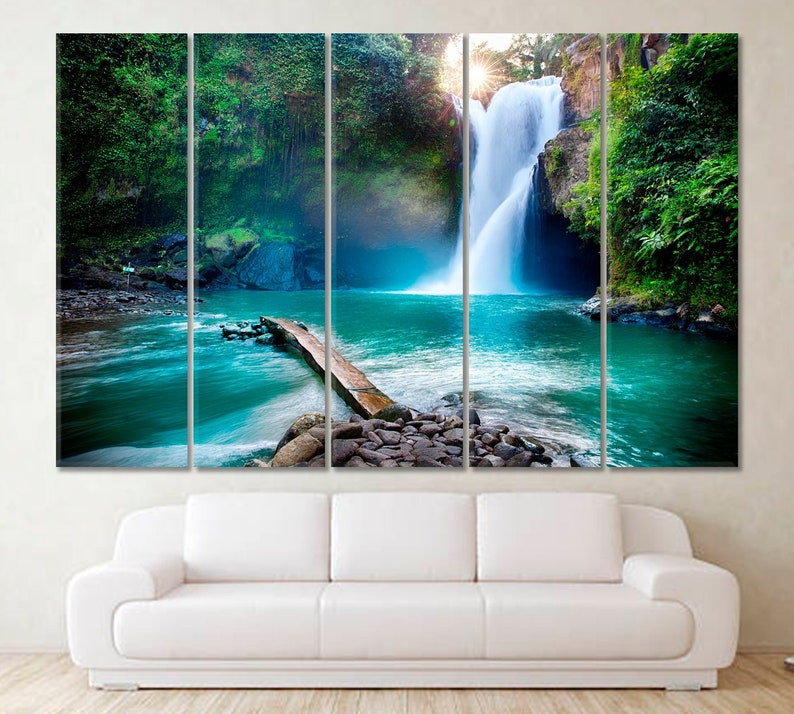 Waterfall Wall Art Canvas Print Home Decor Tropical Jungle Forest