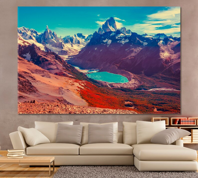 Sunrise Lake Mountains Forests Sky Waterfall Landscape Nature Poster 40/"x24/" 009