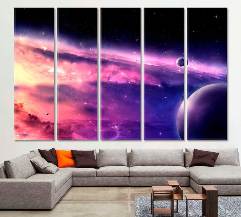 Galaxy Wall Art Triptych Decor Stars Nebula Office Space Print Universe Canvas Cosmic