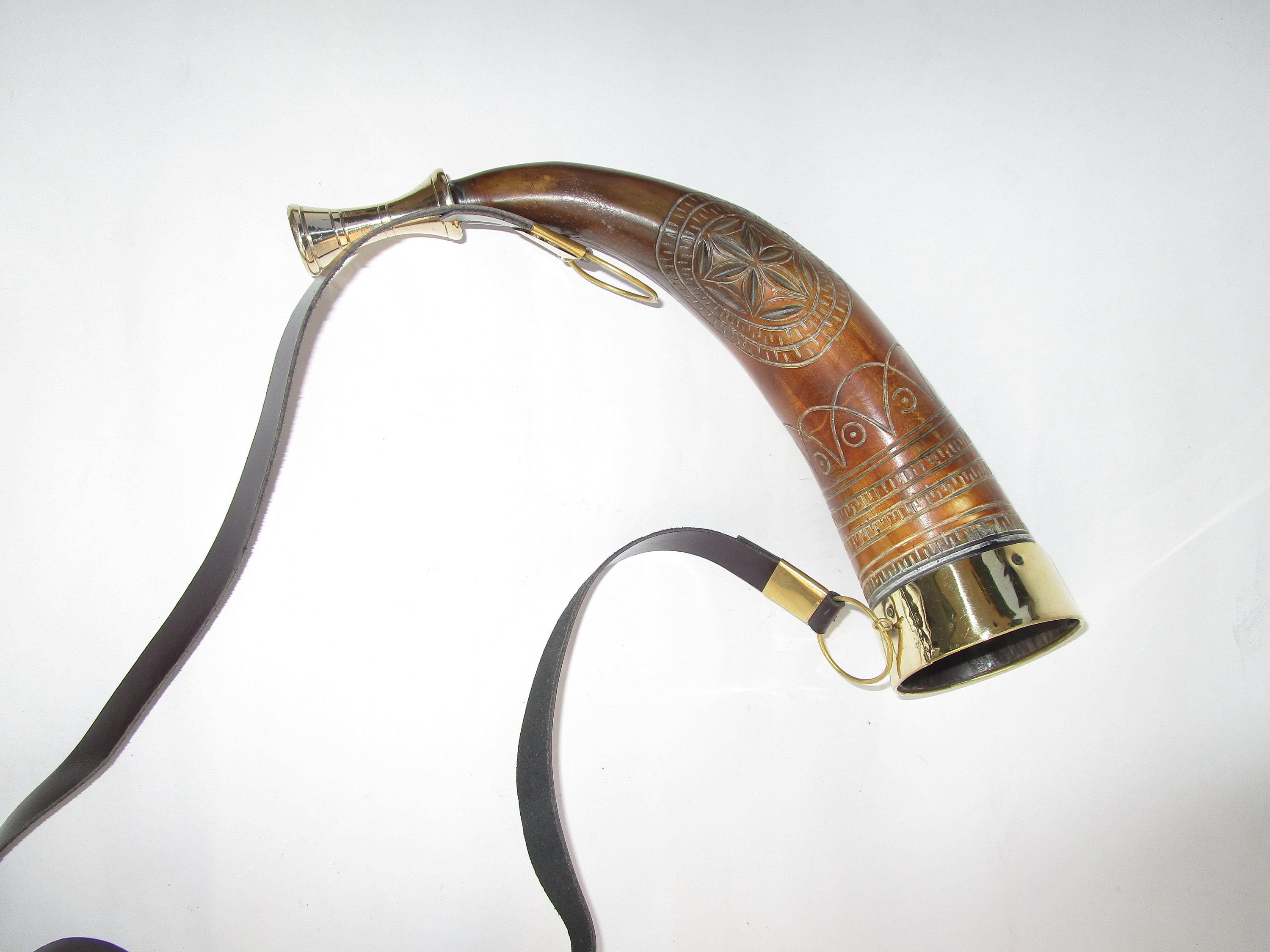 Designer brass adorned Viking Drinking Horn for ale beer wine Etsy