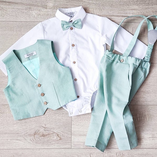 Baby boy pastel mint suit set a, dress shirt for boy, baptism gown clothes