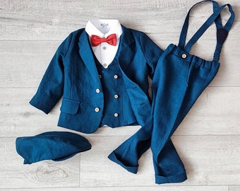 Ring bearer navy outfit a, suit for baby boy, Toddler wedding suit