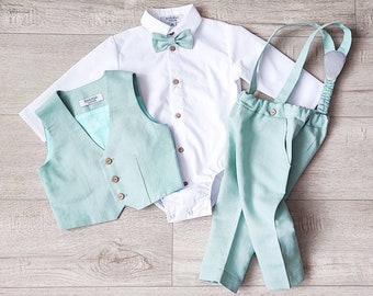 Baby boy pastel mint suit set a, dress shirt for boy, baptism gown clothes