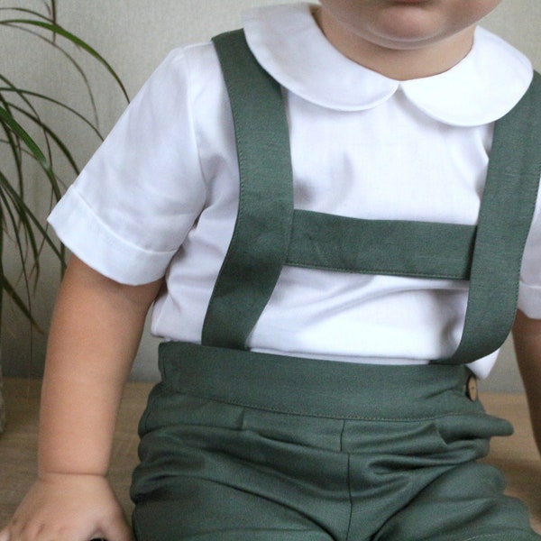 Baby white  peter pan collar shirt  Baptism outfit Bubi collar shirt Baby cotton shirt Unisex shirt