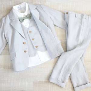 Ring bearer jacket suit set,Wedding light grey suit-more colors available