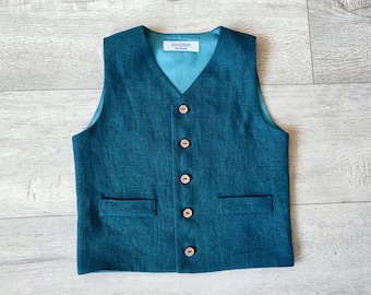 Button down vest- turquoise, Toddler formal event vest