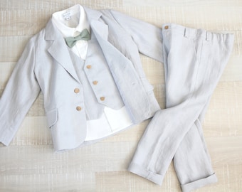 Ring bearer jacket suit set,Wedding light grey suit-more colors available