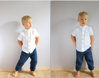 Boys regular long pants, baby boy linen trousers, navy panties