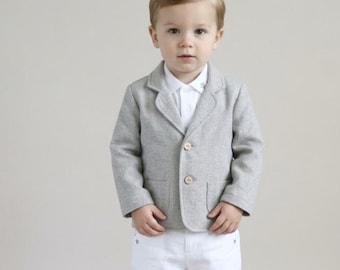 Cárdigan unisex de tweed, chaqueta gris, talla 3-4 años, chaqueta de manga larga