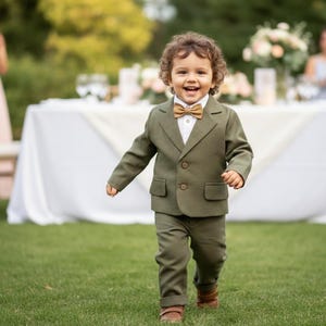 Page boy olive green suits, Ring bearer suit, Kids apparel