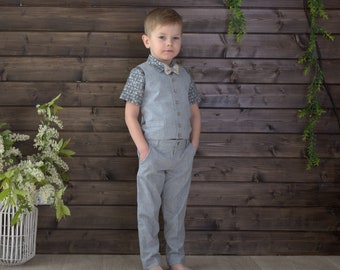 Boys Cheap Grey Suit Wedding Christening Party Cruise Prom Formal Age 1-15 Years