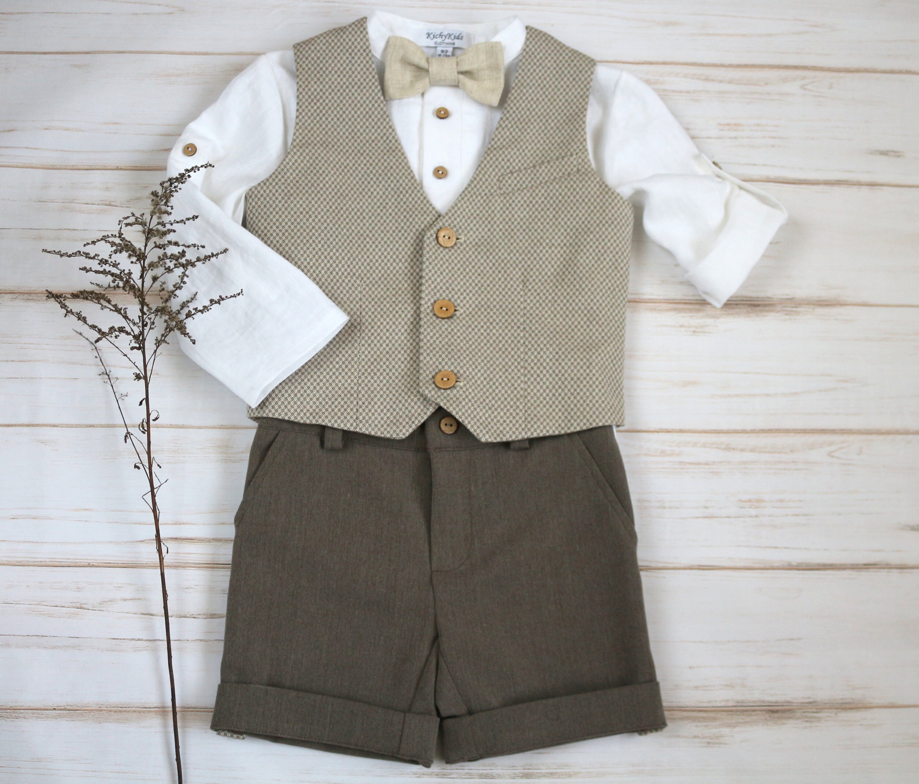 Page boy brown suit set toddler classic outfit baptism boy Etsy