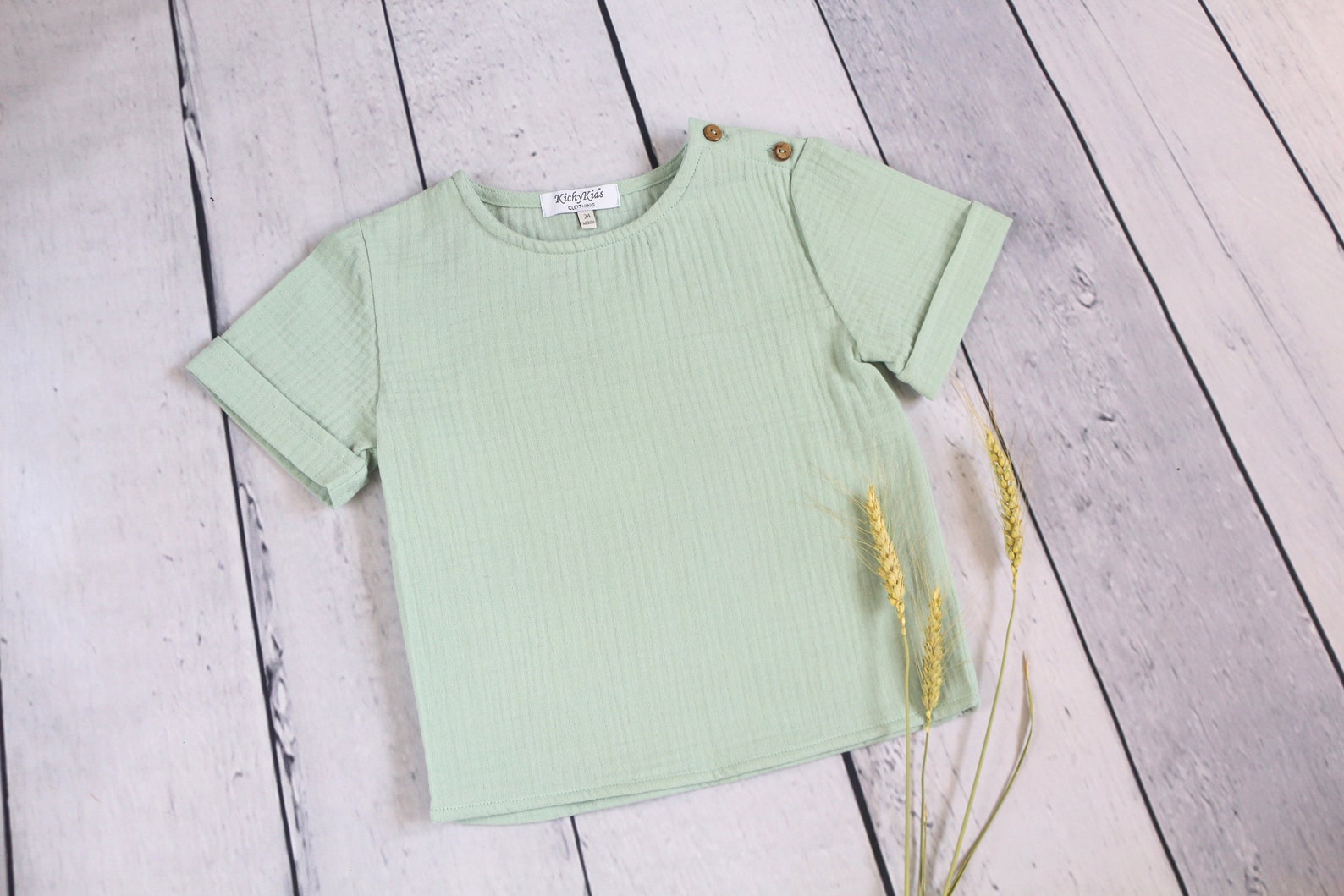 Boys Muslin Shirt With Shoulder Buttons Toddler Short Sleeve Etsy