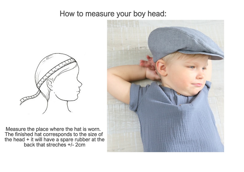 Newsboy cap, baby boy brown flat hat, page boy linen hat, toddler herringbone image 5